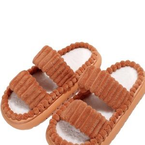 Verdusa Women's Double Strap Fuzzy Bedroom Slippers Cozy Memory Foam House Slide